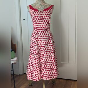 Elevenses Red and White Halter Midi Dress